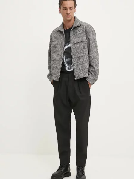 Шерстяная демисезонная куртка Hugo серая