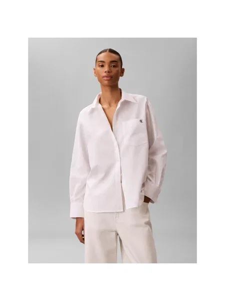 Blúzka Calvin Klein Jeans popelín biela