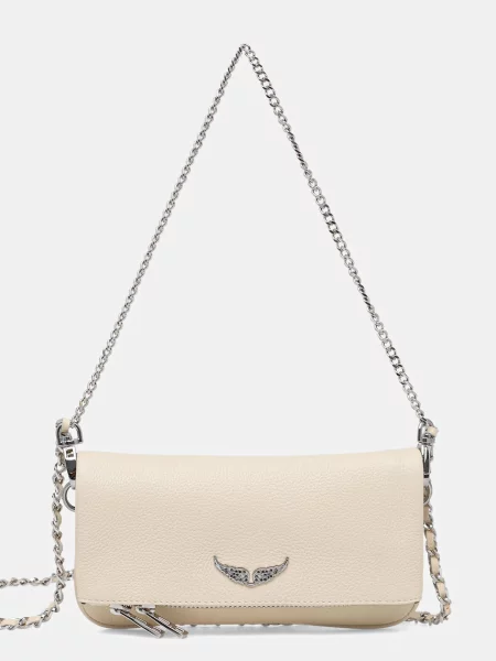 Zadig&Voltaire crossbody kabelka kožená ROCK NANO GRAINED LEATHER béžová