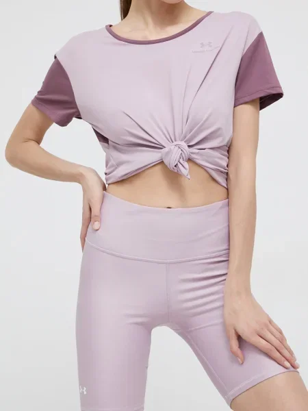 Under Armour pantaloni scurți de antrenament femei roz neted high waist negru