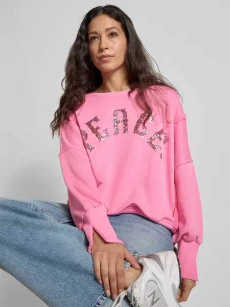 Bluza o kroju oversized z czystej bawełny z wyhaftowanym napisem Miss Goodlife różowa