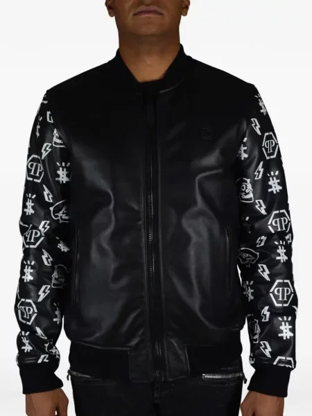 Geanta de piele Philipp Plein negru