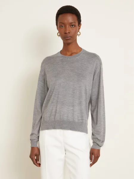Jil Sander Sweter Z Kaszmiru I Jedwabiu grau szary