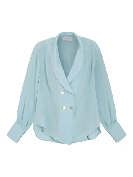 Jedwabna koszula Isolda dwurzędowa niebieska