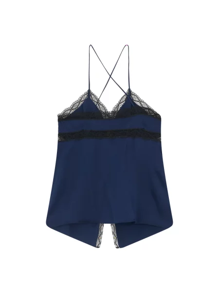 Satynowy top Alberta Ferretti niebieski
