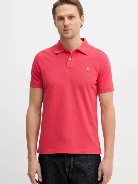 Bombažen polo United Colors of Benetton rdeča