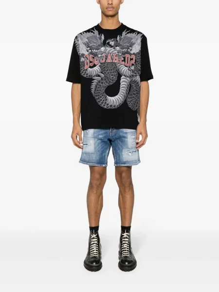 Raštuotas marškinėliai Dsquared2 juoda