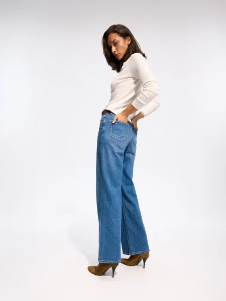 Reserved Джинси wide leg з додаванням ліоцелу синій