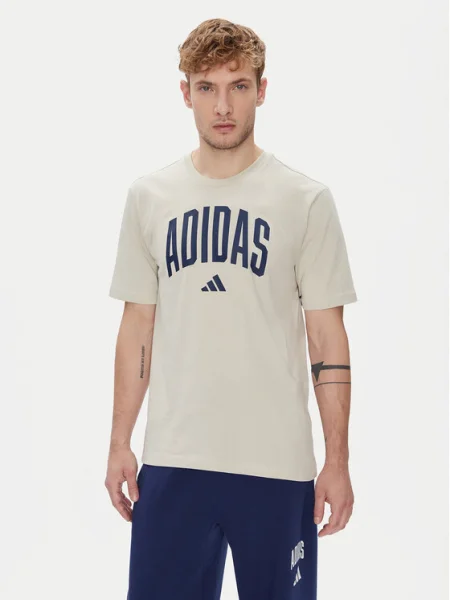 Тениска adidas Collegiate с принт бежово