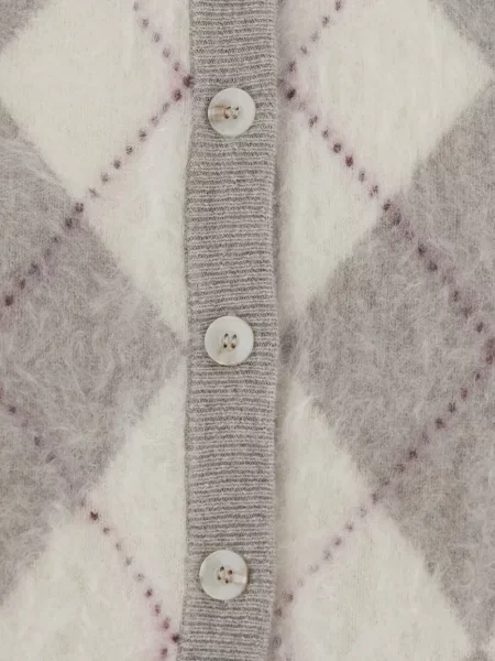 Πλεκτή ζακέτα Soft Goat argyle γκρι