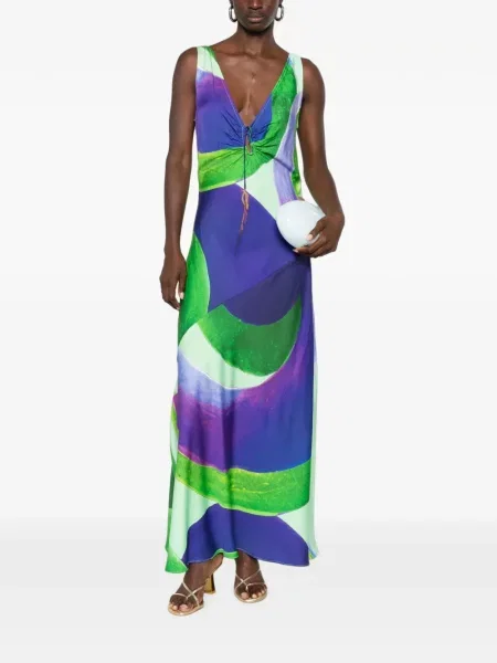 Rochie maxi Themis Z cu imagine cu imprimeu abstract verde