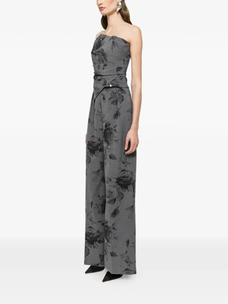 Pantaloni Nissa cu model floral cu imagine gri