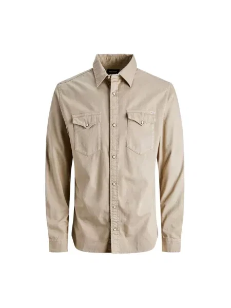 Koszula casualowa o kroju slim fit z kołnierzykiem typu kent model ‘ESHERIDAN’ Jack&jones beżowa