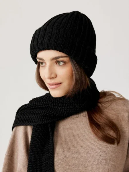 Šal Ander iz merina črna