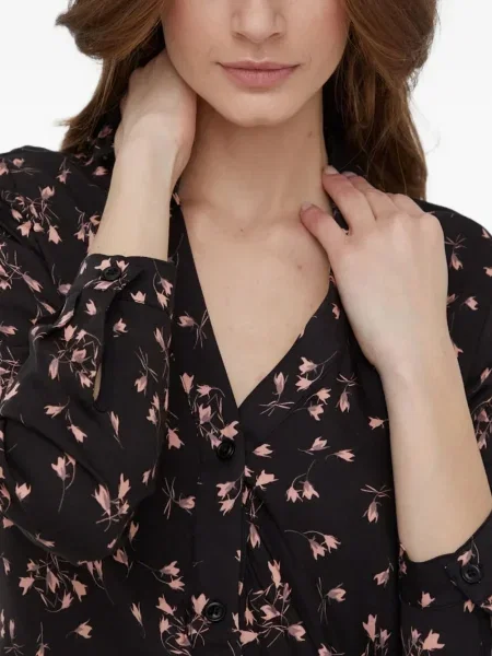 Rochie midi Sisley cu model floral cu imagine până la genunchi negru