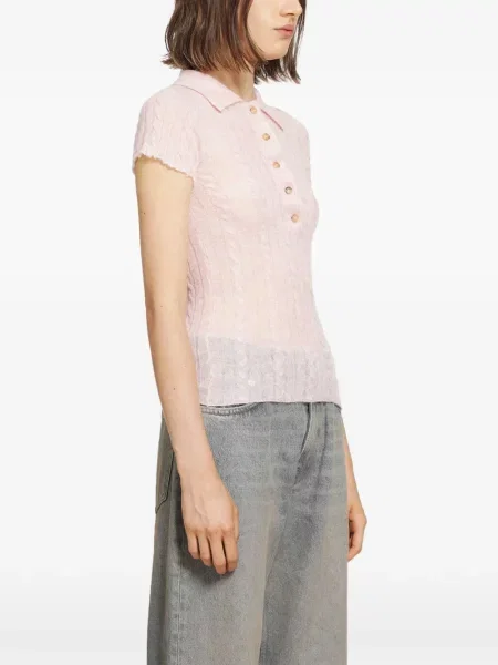 Tricou polo Haikure tricotate roz