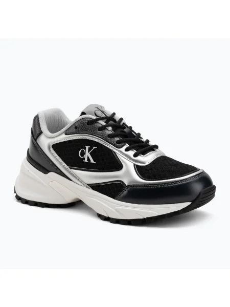 Sneakerși Calvin Klein cu șireturi plasă negru
