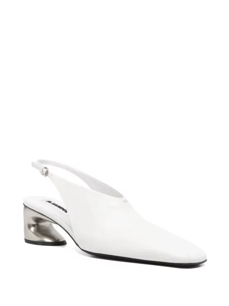 Pantofi cu toc Jil Sander din piele slingback alb