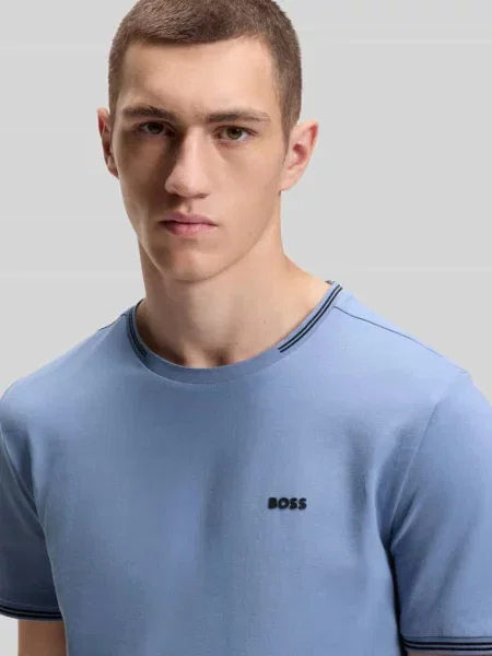 T-shirt o kroju regular fit z mieszanki bawełny model TAUL' Boss Green niebieska