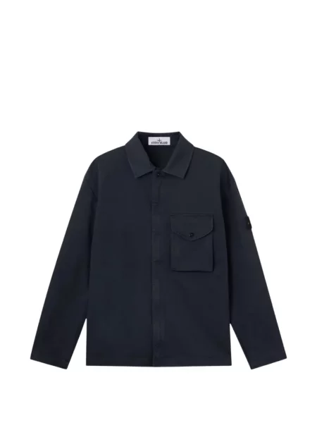 Geacă cămașă Stone Island cu strasuri cu buzunare aplicate albastru