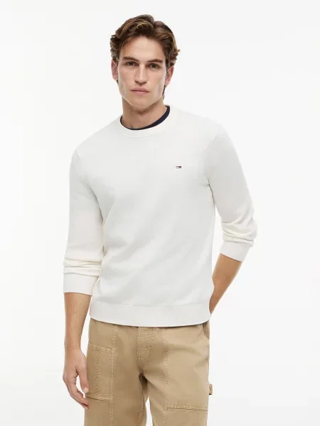 Tommy Jeans Sveter ESS biela béžová