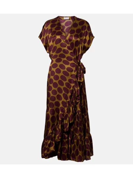 Rochie Dries Van Noten din satin cu buline plic bordo
