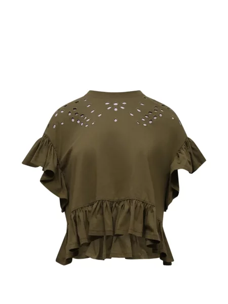 Top Ulla Johnson cu broderie verde
