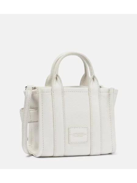 Kožna kožna torba Marc Jacobs srebrena
