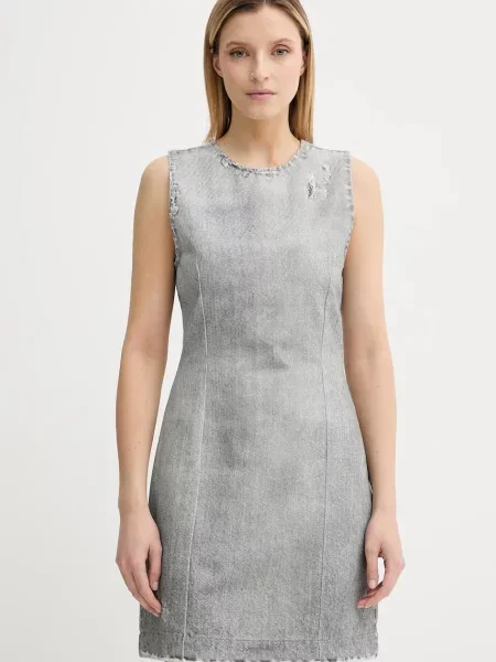 Won Hundred rochie jeans mini mulată gri