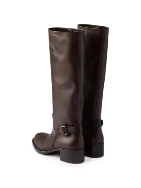 Botine Prada din piele maro
