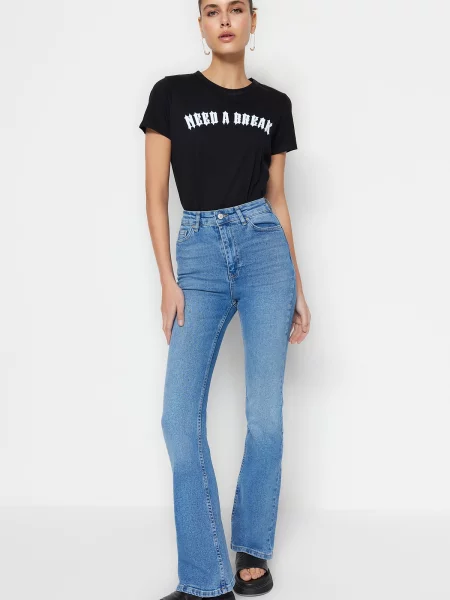 Blugi cu picior larg Trendyol albastru