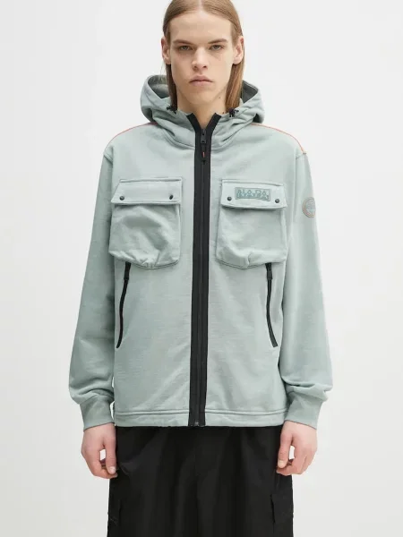 Dukserica Napapijri B-Rivalto za muškarce s kapuljačom s tiskom zelena