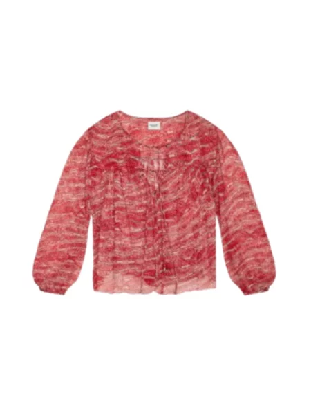 Wielobarwność bluzka Isabel Marant Etoile z nadrukiem szyfonowa czerwona