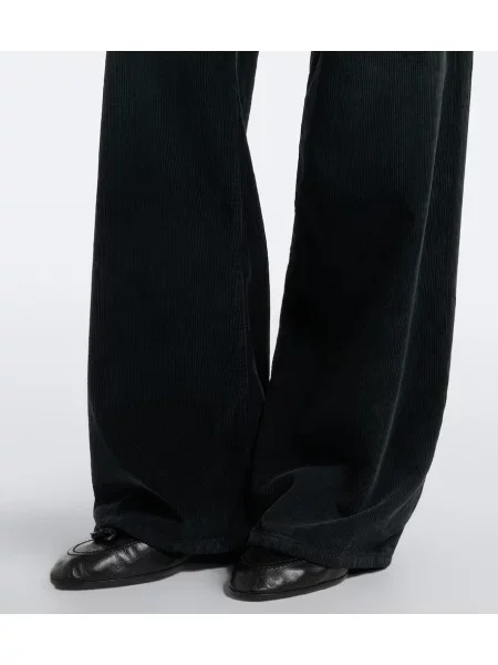 Pantaloni The Row de catifea cord negru