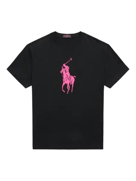 Tricou polo Polo Ralph Lauren cu dungi cu două rânduri de nasturi cu aplicații negru