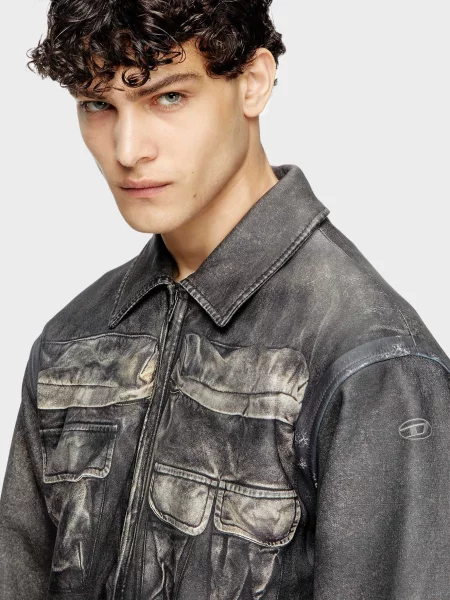 Шкіряна куртка Diesel чорна
