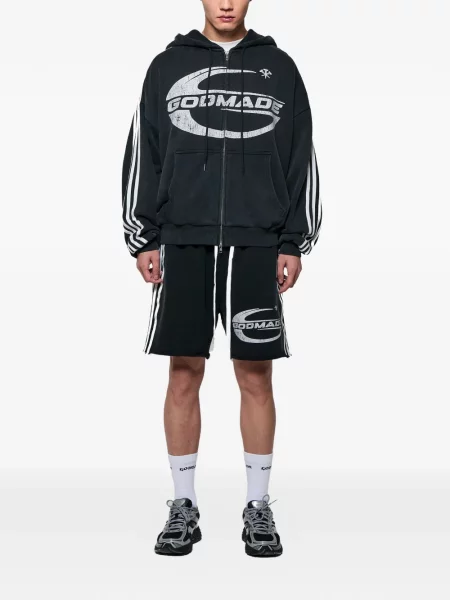 Ριγέ hoodie Godmade με σχέδιο μαύρο
