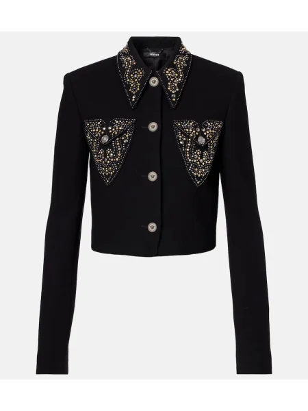 Geacă Versace de lână cu tepi negru