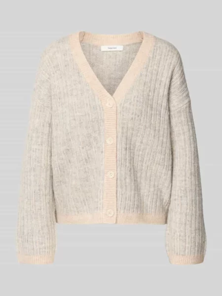 Sweter o kroju relaxed fit z dzianiny z mieszanki wełny z dodatkiem wełny z alpaki model ‘FALVA’ Selected Femme beżowy