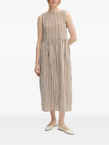 Rochie midi Benetton fără mâneci cu dungi maro