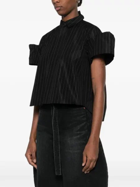 Top Sacai cu dungi scurt negru