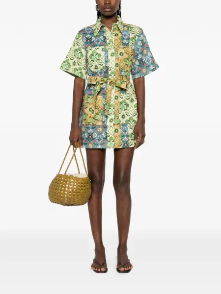 Rochie mini Alemais cu model floral cu imagine de costum verde