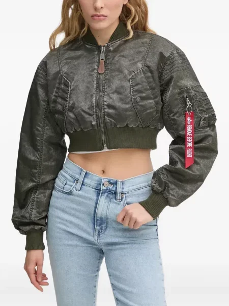 Kurtka bomber Alpha Industries o krotszym kroju zielony