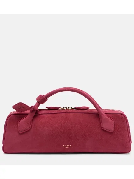 Pisemska torbica Alaia iz semiša roza