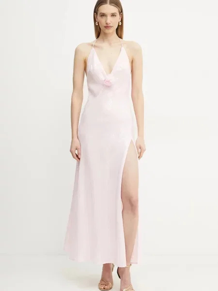 Bardot rochie maxi drept roz