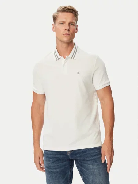 Calvin Klein Jeans Tricou polo Monogram alb