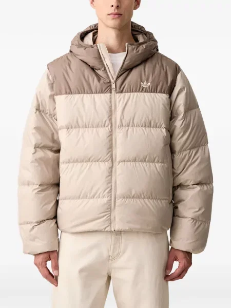 Decupat geacă Adidas cu glugă cu model piele de șarpe alb