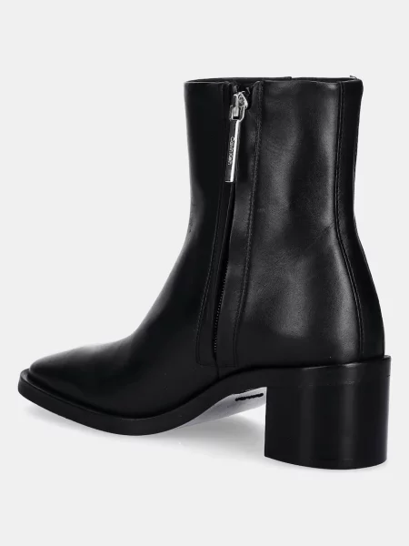 Calvin Klein bőr csizma BLOCK HEEL ZIP BOOT LTH magassarkú fekete