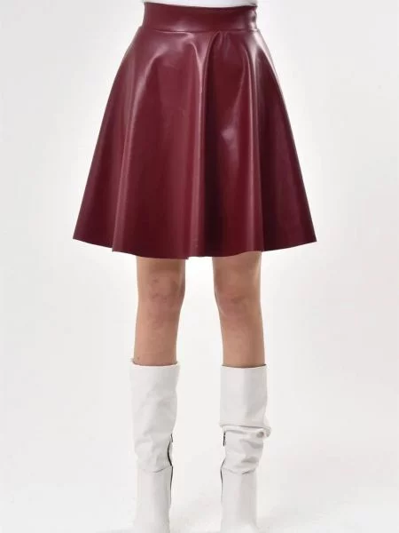 Fustă din piele Dewberry bordo