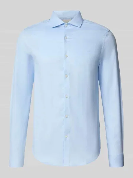 Koszula o kroju slim fit z mieszanki bawełny Ck Calvin Klein błękitna